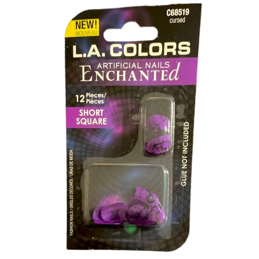L.A. Colors ENCHANTED 12 Piece Cursed Halloween Short Square Artificial Nails
